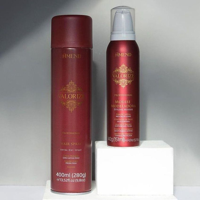 Kit De Produtos Para Cabelo Valorize Mousse E Spray Fixador Forte Multicolorido Amend Cosméticos - imagem 5