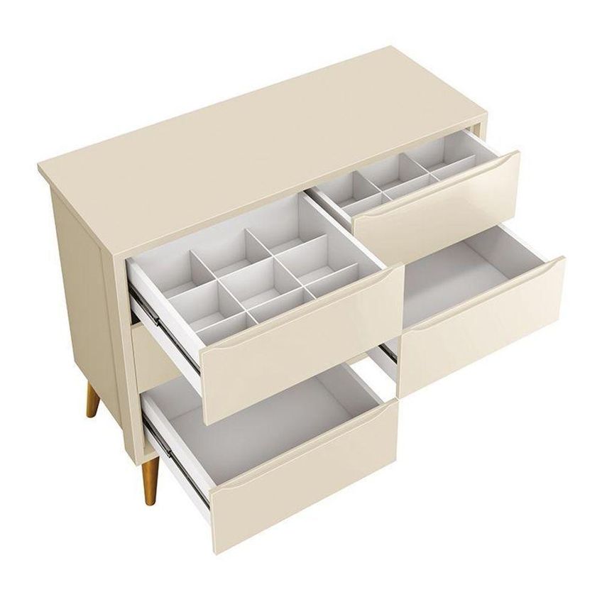 Jogo De Quarto Infantil Cômoda 6 Gavetas E Berço Americano Mdf Areia Fosco Com Pés Amadeirado Reller - imagem 3