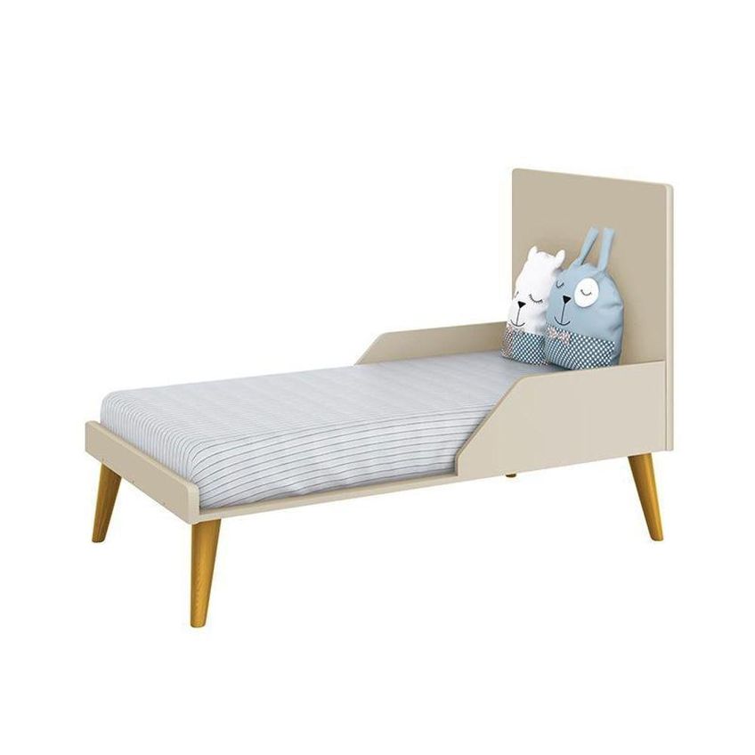 Jogo De Quarto Infantil Cômoda 6 Gavetas E Berço Americano Mdf Areia Fosco Com Pés Amadeirado Reller - imagem 4