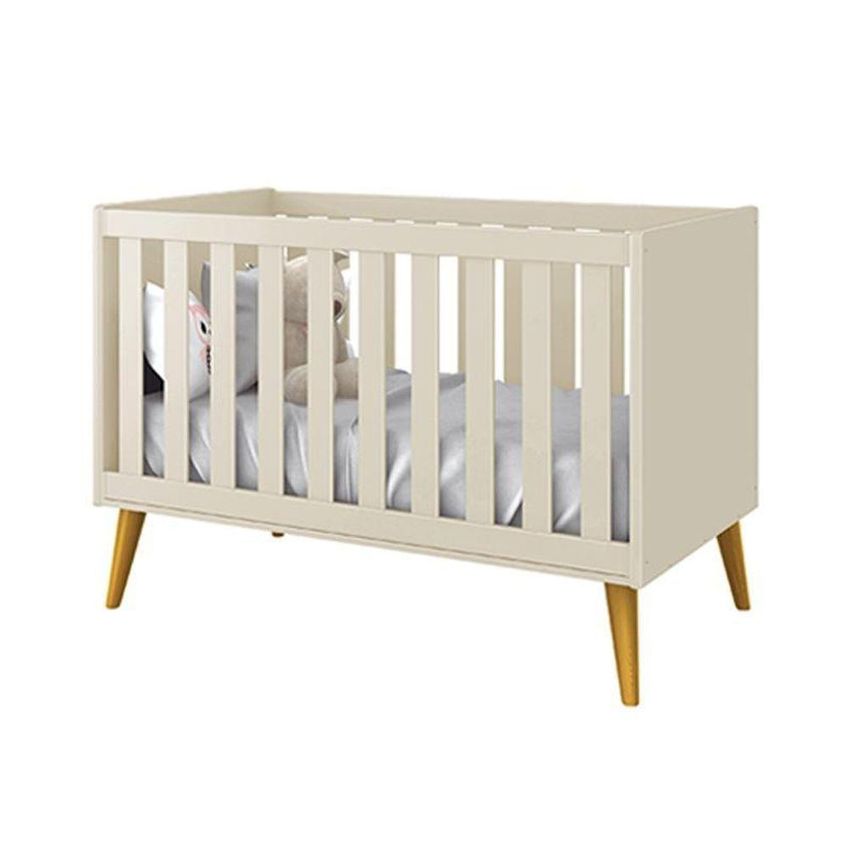 Jogo De Quarto Infantil Cômoda 6 Gavetas E Berço Americano Mdf Areia Fosco Com Pés Amadeirado Reller - imagem 5