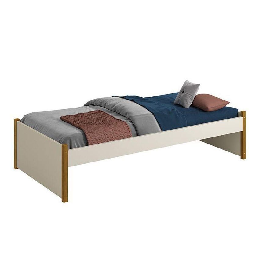 Cama Evolutiva Solteiro Ravi Com Grade Lateral E Colchão D20 MDF Areia Fosco Reller Móveis - imagem 4
