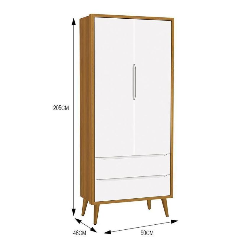 Conjunto De Quarto Theo Retrô Com Guarda Roupa E Cômoda E Berço Branco-savana Reller Móveis - imagem 3