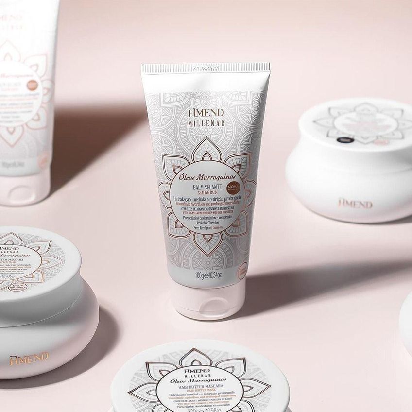 Leave-in Millenar Óleos Marroquinos Balm Selante Melhora O Pentear 180g Multicolorido Amend - imagem 3