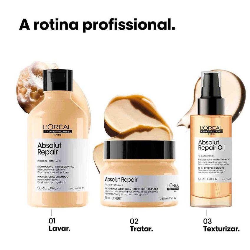 Máscara Capilar Serie Expert Absolut Repair Tratamento Intensivo Multicolorido L'Oréal Paris 250g - imagem 4