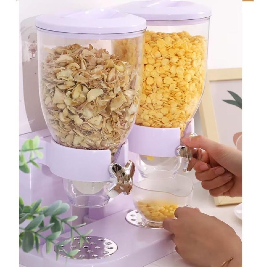 Porta Cereais Mantimentos Duplo Dispenser Alimentos Acrílico Plástico Durável Cozinha Preto Yeet - imagem 3