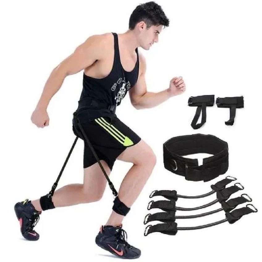 Acessório De Treinamento Kit Elástico Treino Perna Corrida Salto Academia Em Casa Preto Yeet - imagem 4