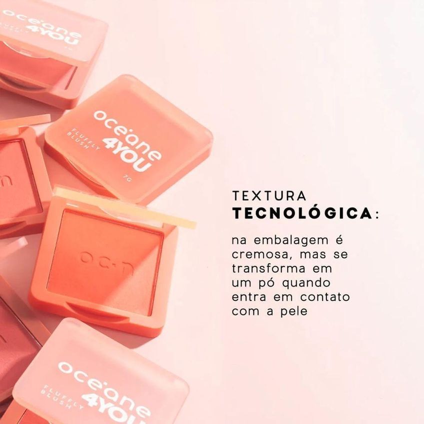 Blush Cremoso Fluffy Tango Pink 7g Rosa Multicolorido Oceane - imagem 2