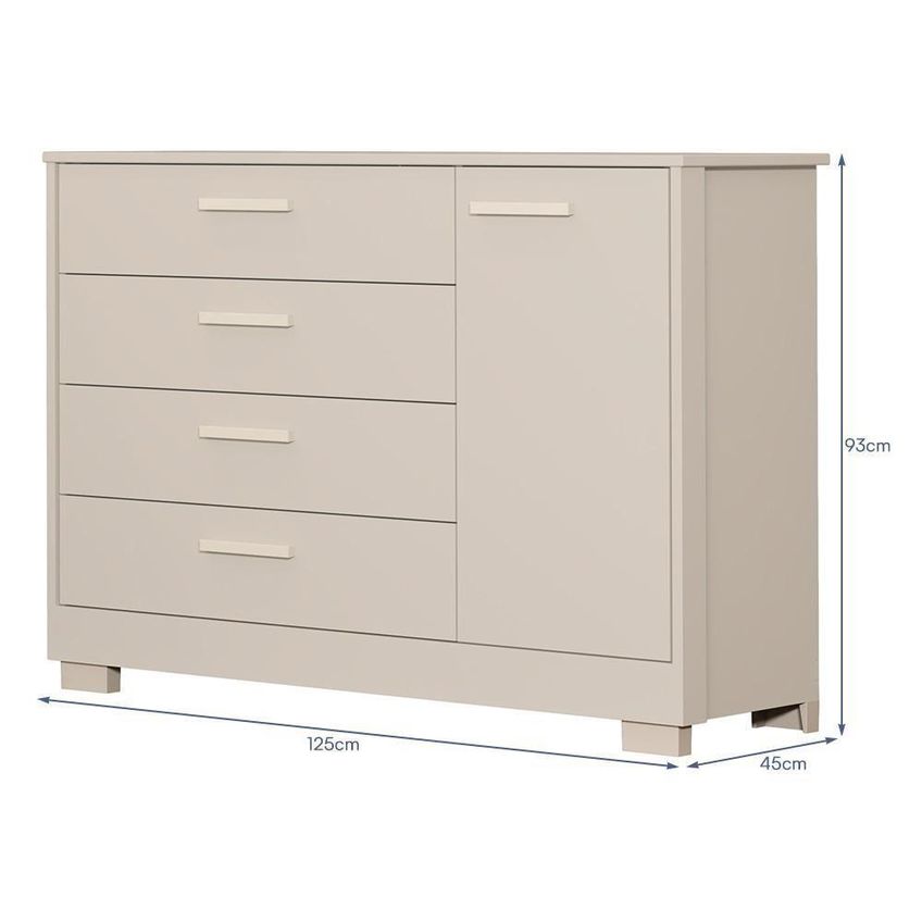 Cômoda Infantil Zaki 4 Gavetas MDF Puxador em MDF Bege Fosco Reller Móveis - imagem 3