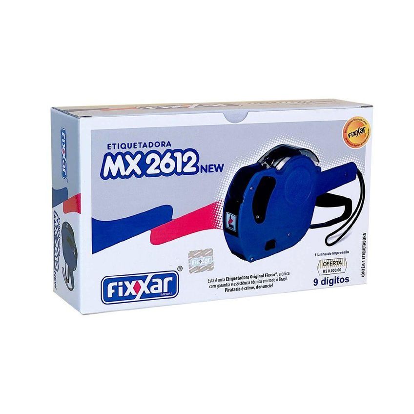 Etiquetadora Manual MX 2612 New 1 Linha 9 Dígitos Com Clichê Fixxar - imagem 5