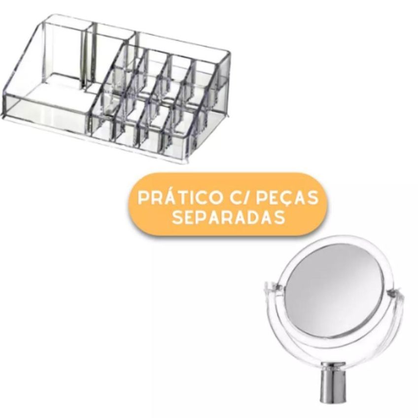 Organizador De Maquiagem 4 Gavetas Com Espelho Para Penteadeira Em Acrílico Transparente Yeet - imagem 5