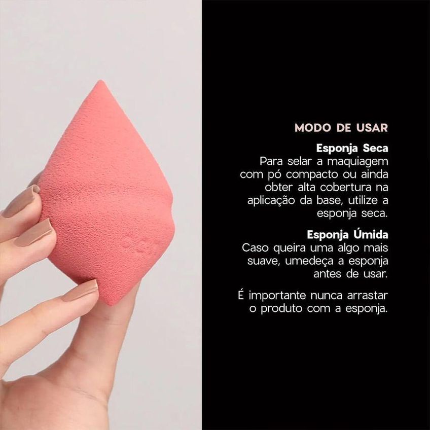 Esponja Para Maquiagem Special Diamond Blend Nude Com Tira Central Oceane - imagem 2