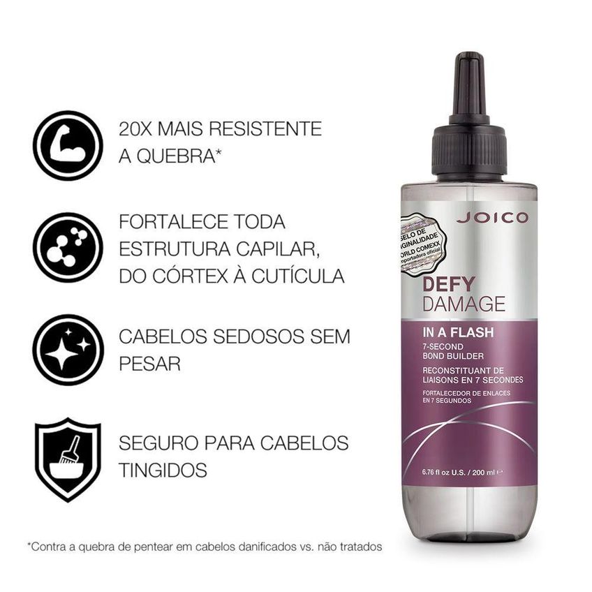Máscara Líquida Defy Damage In A Flash Fortalece E Protege Fios 200ml Joico - imagem 4