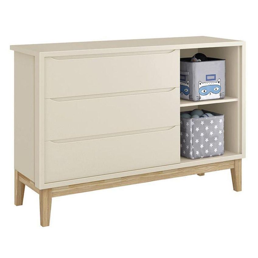 Jogo De Quarto Classic Guarda Roupa E Cômoda 5 Gavetas MDF Areia Fosco Reller Móveis - imagem 4