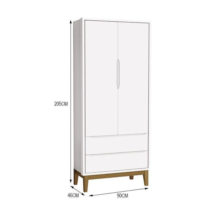 Guarda Roupa Infantil Classic 2 Portas De Bater 2 Gavetas MDF Branco Fosco Reller Móveis 90cm - imagem 4
