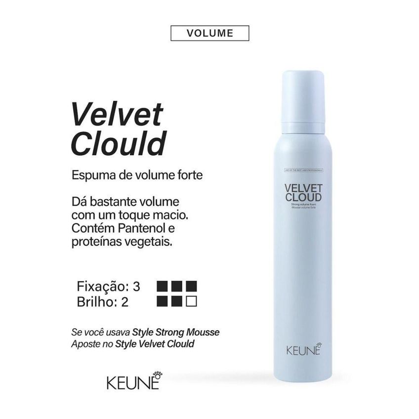Mousse Volumador Velvet Cloud Fixação Forte 200ml Keune - imagem 3
