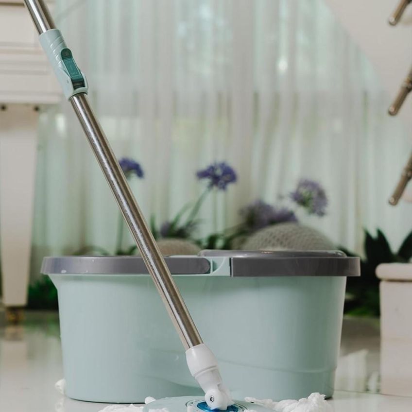 Mop Esfregao 360 Giratorio Cesto 12l Vassoura E Rodo 2em1 Limpeza Eficiente Com Sistema - imagem 5