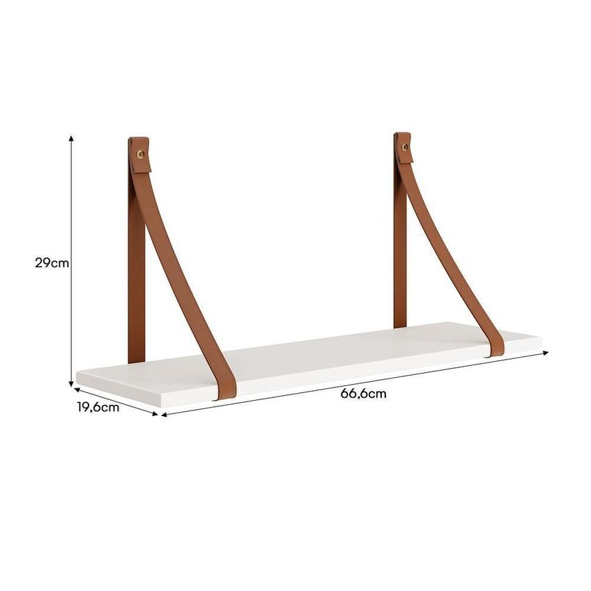 Kit 2 Prateleiras Luna MDF 66.6cm Branco Fosco Reller Móveis - imagem 3