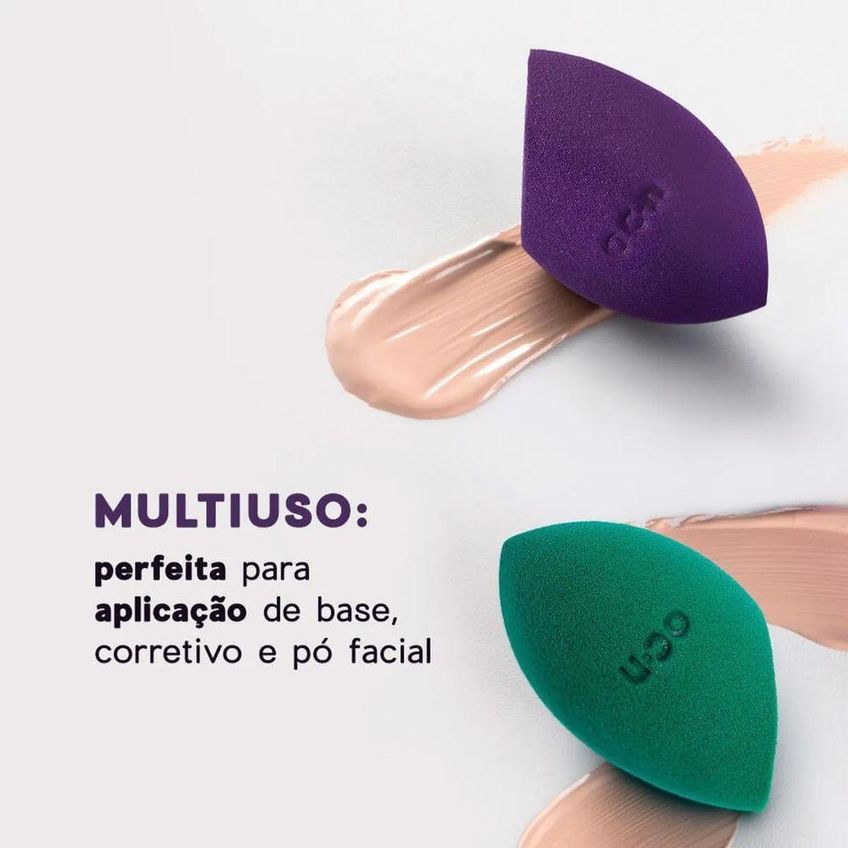 Esponja De Maquiagem Flat Blend Verde Design Anatômico Aplicação Uniforme Oceane - imagem 3