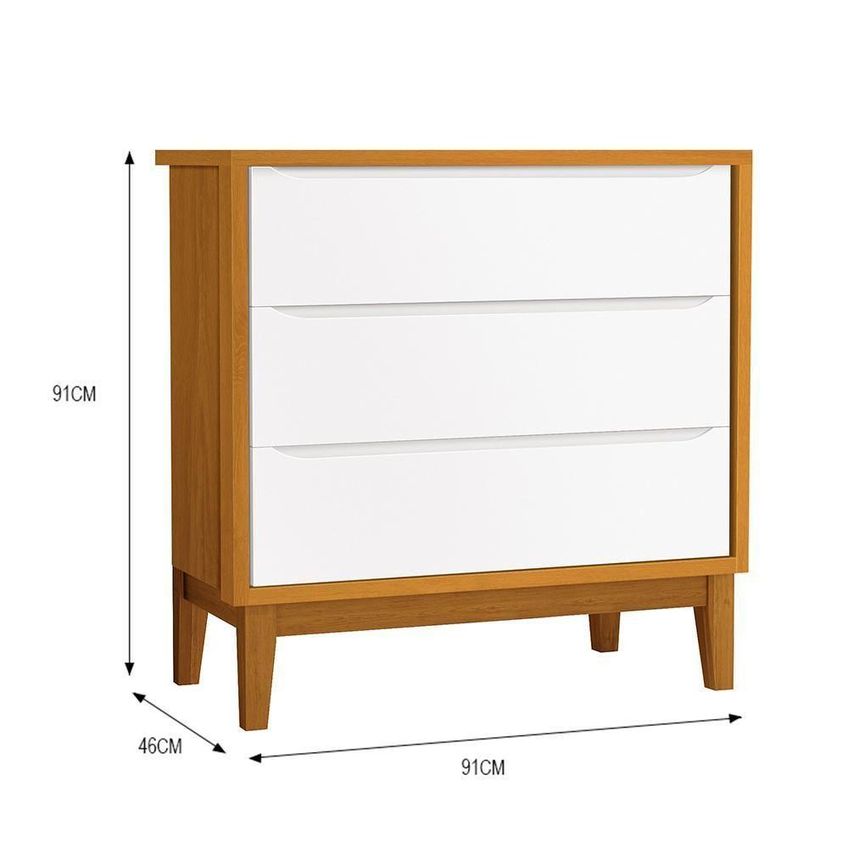 Jogo De Quarto Infantil Cômoda E Berço Classic MDF Branco-Savana Com Pés Amadeirado Reller Móveis - imagem 3