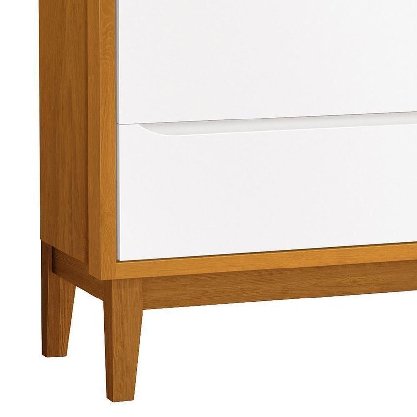 Jogo De Quarto Infantil Cômoda E Berço Classic MDF Branco-Savana Com Pés Amadeirado Reller Móveis - imagem 5