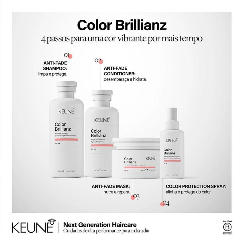 Shampoo Color Brillianz Limpeza Protetora Para Cor Radiante 1L Keune - imagem 3
