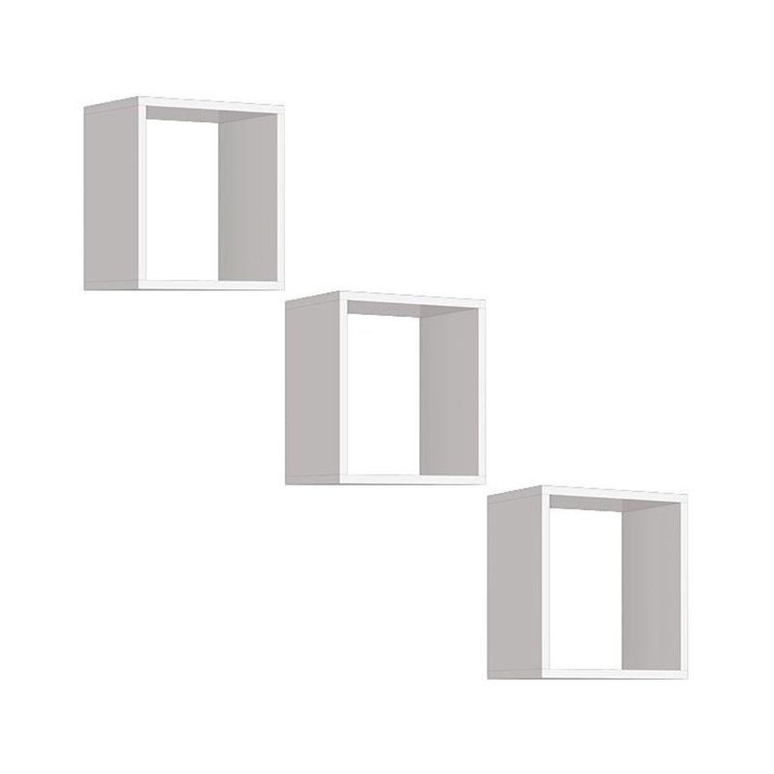 Kit 3 Nichos E Prateleira Juju Sem Porta Sem Gavetas Mdf 92cm Branco Brilho - imagem 4