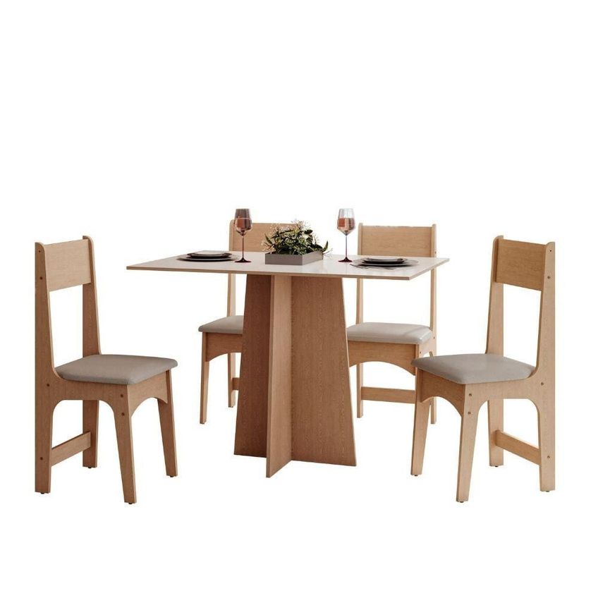 Mesa De Jantar Com 4 Cadeiras Sonetto Amanda Retangular Mdf - imagem 2