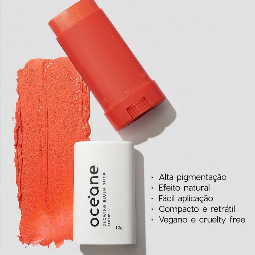 Blush Em Bastão Glowing Stick Storm Multifuncional Laranja Oceane - imagem 5