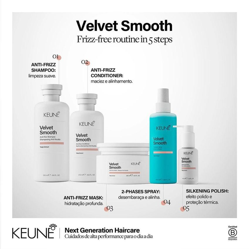 Shampoo Keune Velvet Smooth Limpeza Suave Com Toque Aveludado 300ml - imagem 2