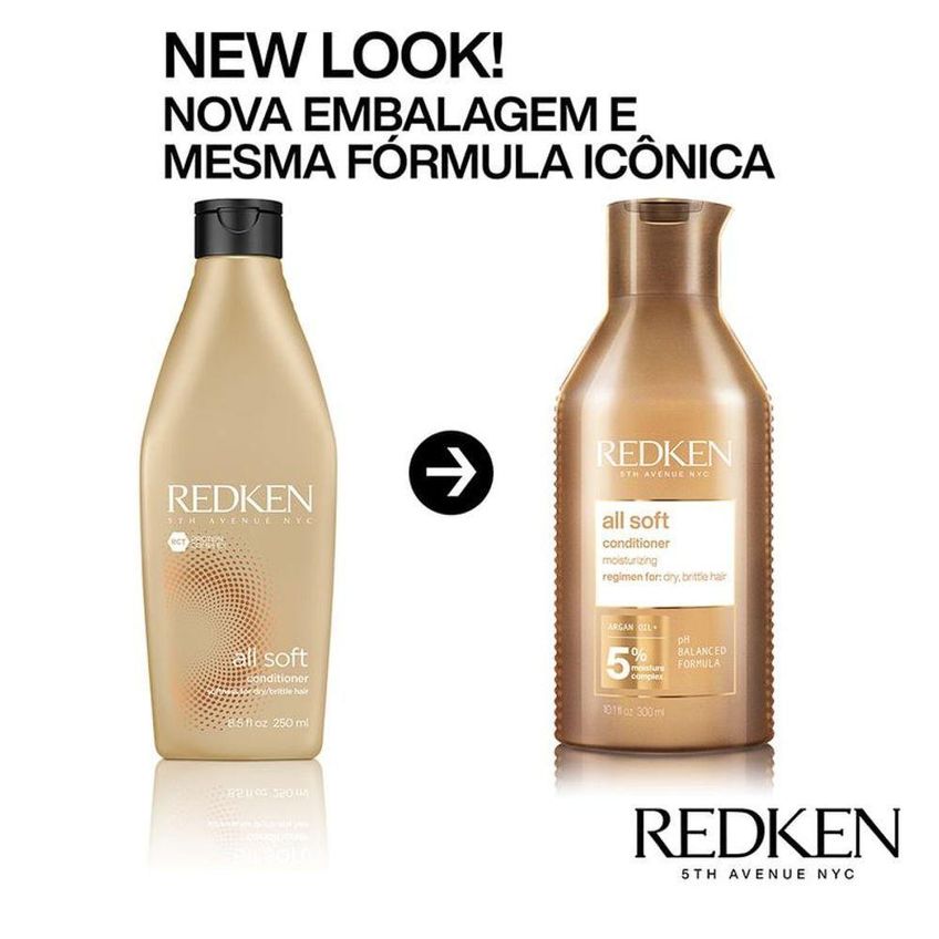 Condicionador Redken All Soft Hidratação Profunda Brilho Multicolorido 300ml - imagem 3