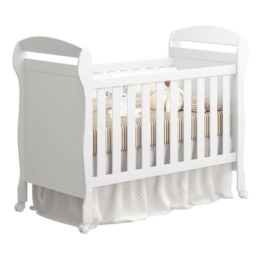 Jogo De Quarto Infantil Cômoda Zaki E Berço Mini Cama Danny 4 Gavetas Mdf Branco Fosco Reller Móveis - imagem 5