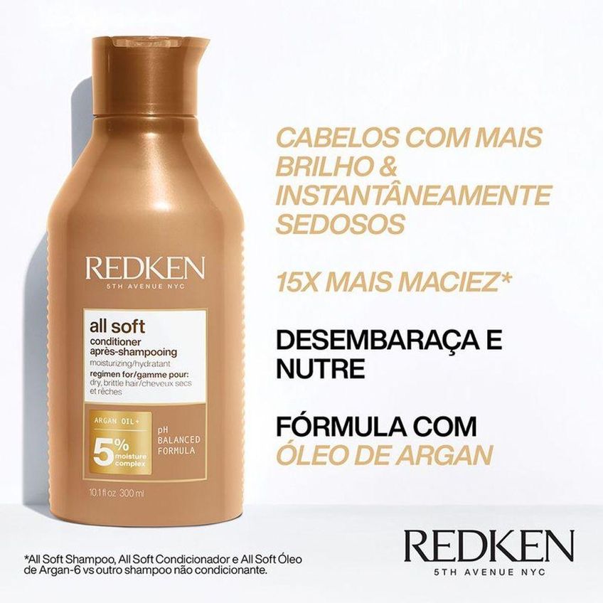Condicionador Redken All Soft Hidratação Profunda Brilho Multicolorido 300ml - imagem 4