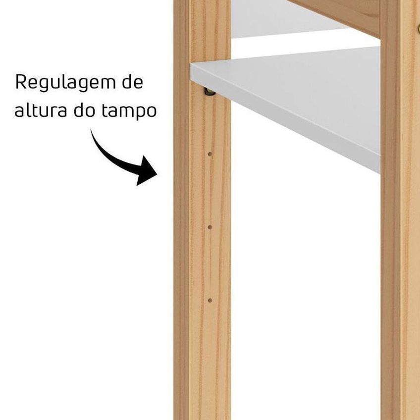 Mesa Infantil Zoe Com Regulagem De Altura E 4 Posições De Tampo Branco Fosco Madeira Natural - imagem 5