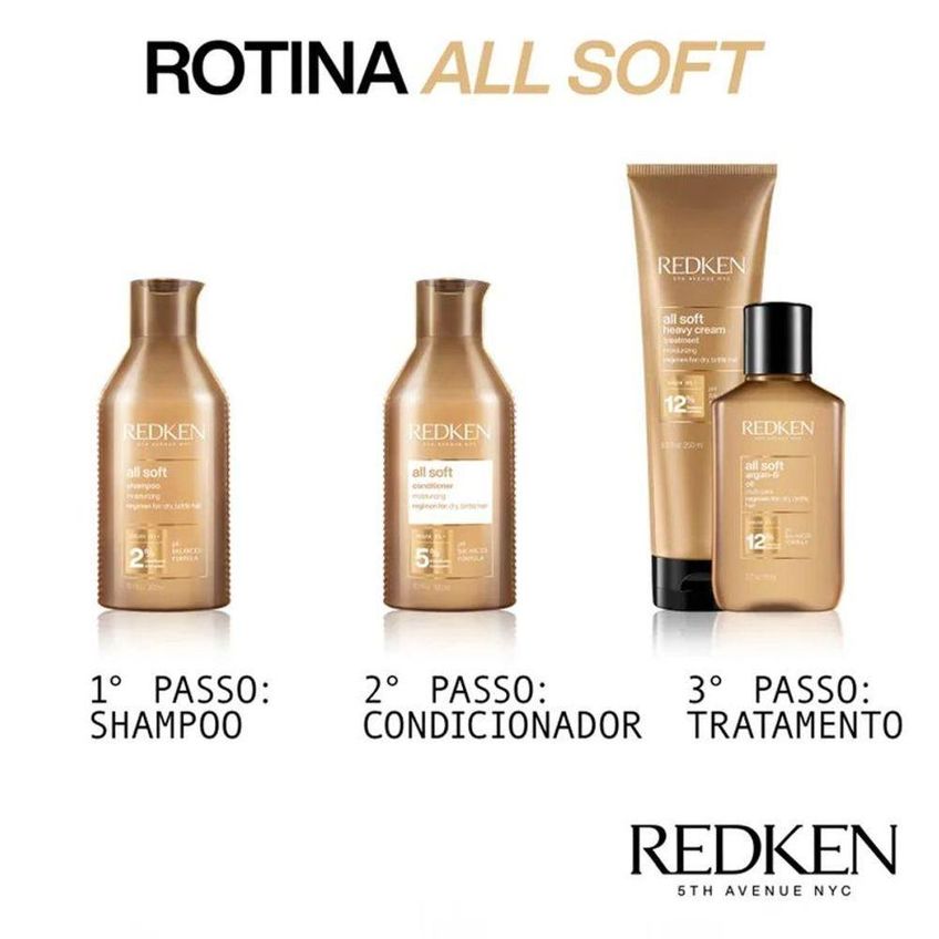 Kit De Tratamento Capilar All Soft Hidratação Profunda Redken 1l E 250ml - imagem 3