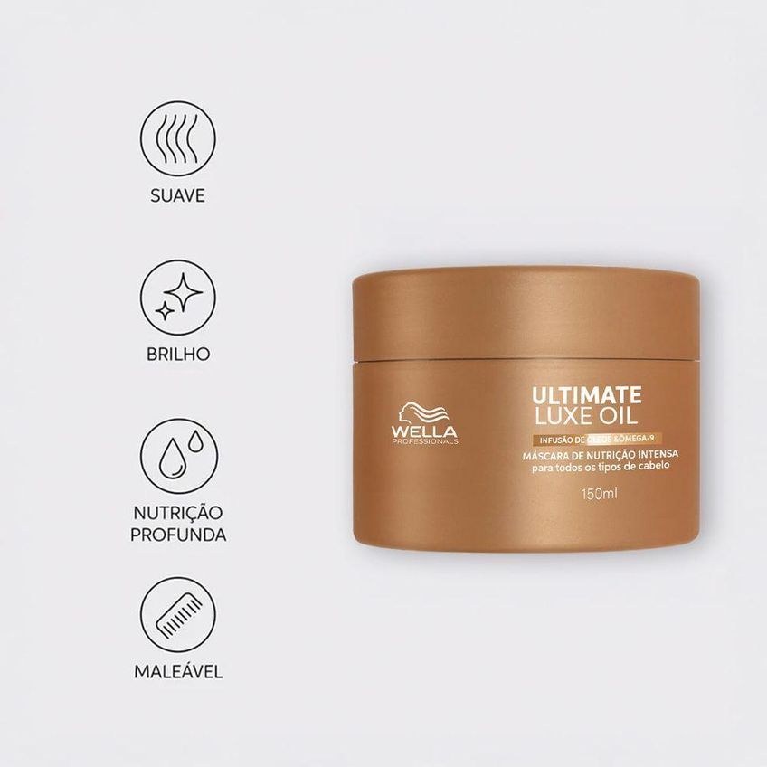 Kit De Tratamento Capilar Ultimate Luxe Oil Shampoo 250ml Máscara Nutrição Intensa Wella - imagem 5