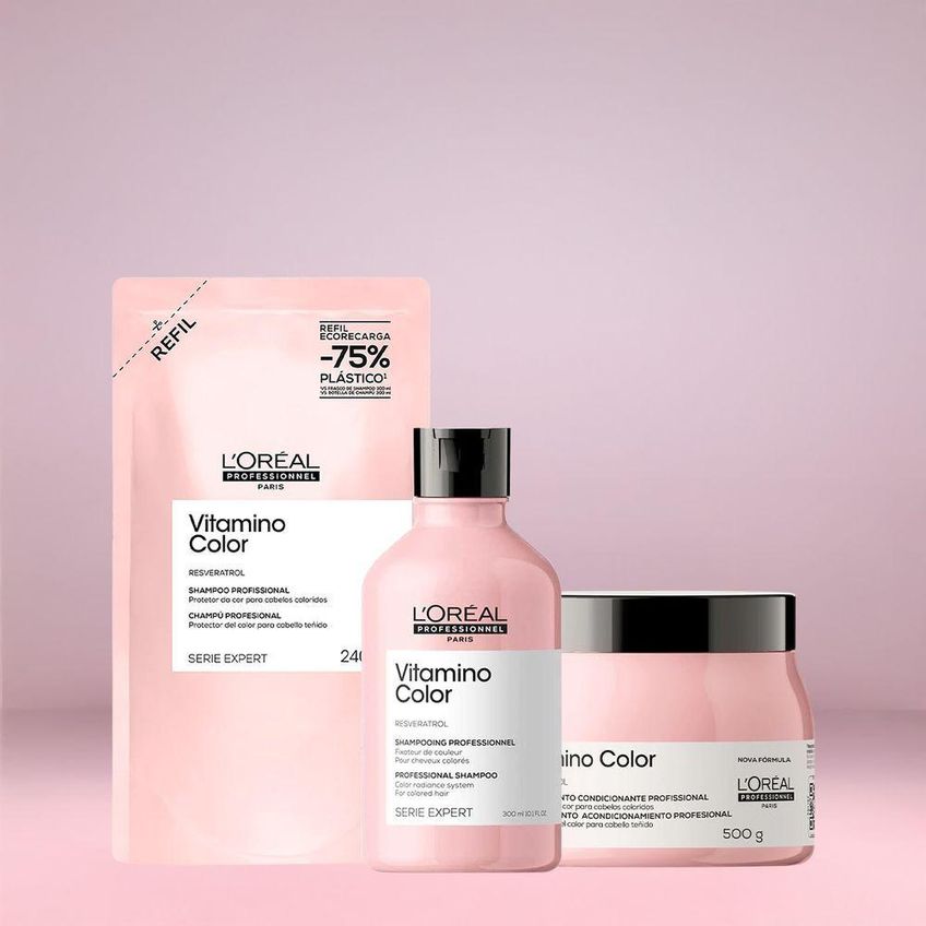 Kit De Tratamento Capilar Vitamino Color Proteção Da Cor Fórmula Antioxidante L'Oréal Paris 300ml - imagem 4