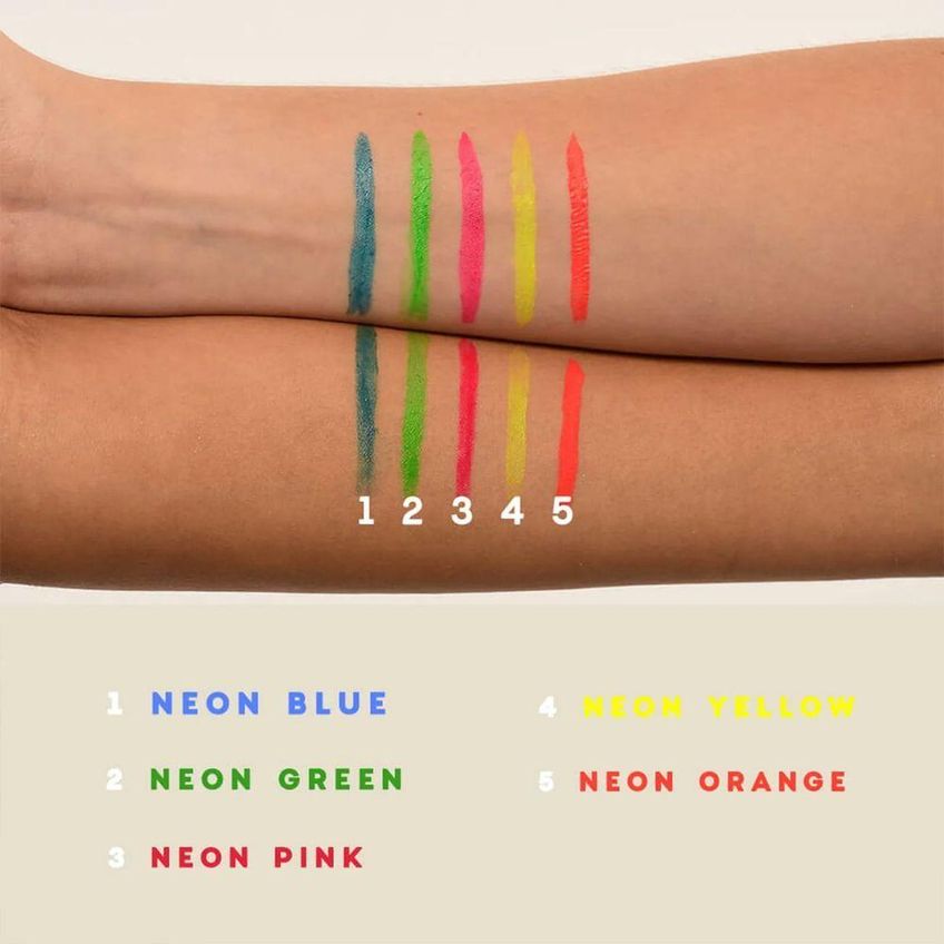 Kit De Maquiagem 4you Sombra Rose Sparkle Caneta Delineadora Color Neon Orange Roxo Oceane - imagem 3
