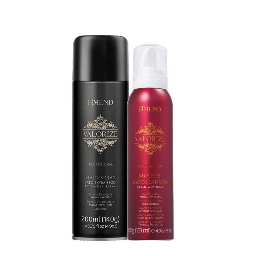 Kit De Produtos Para Cabelo Valorize Mousse E Spray Fixador Multicolorido Amend Cosméticos 140g - imagem 3