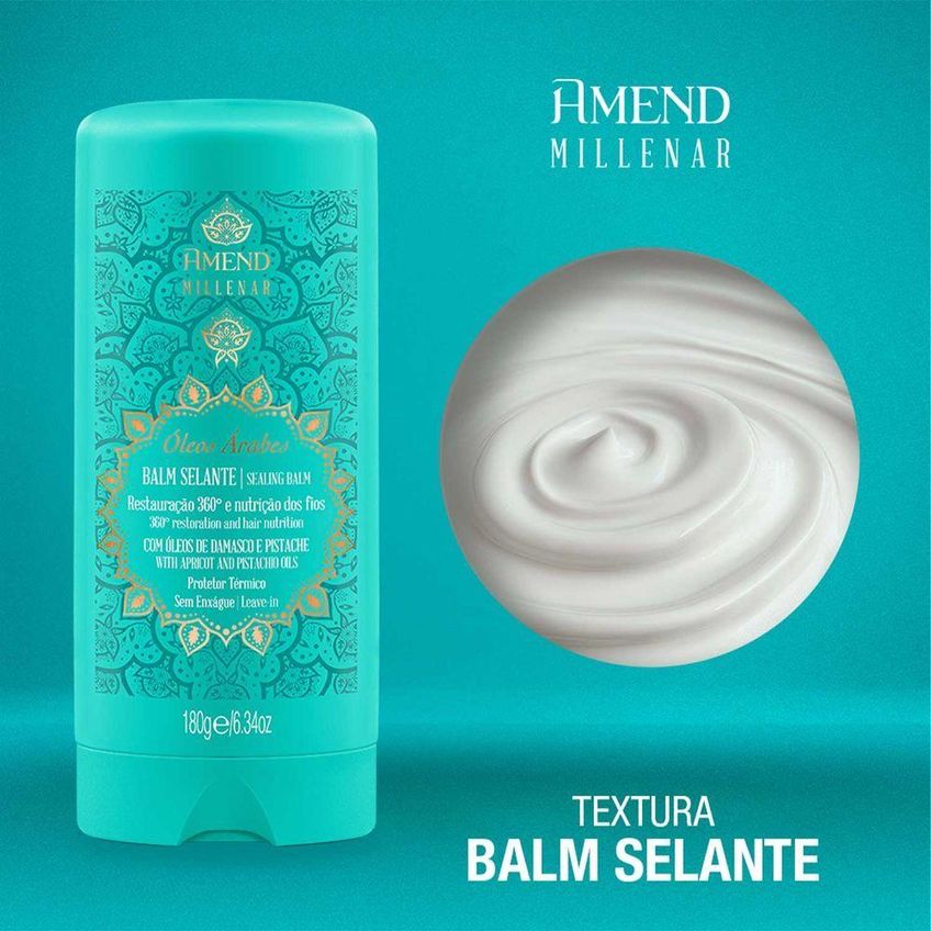 Leave-in Amend Millenar Óleos Árabes Balm Selante Nutrição E Brilho Sem Frizz 180g - imagem 4