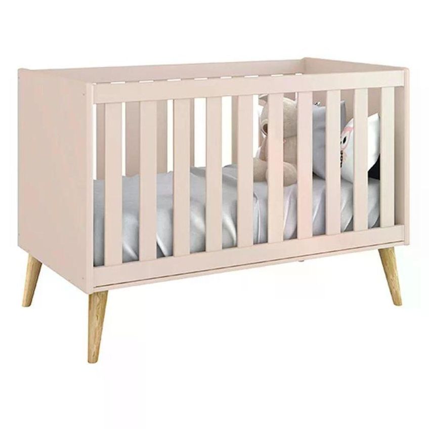 Conjunto De Quarto Theo 2 Portas 3 Gavetas MDF 90cm Rosa Reller Móveis - imagem 3