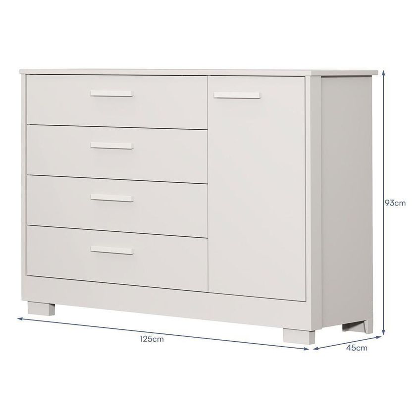 Jogo De Quarto Infantil Cômoda Zaki E Berço Evolution 4 Em 1 Mdf Colchão Branco Fosco - imagem 5