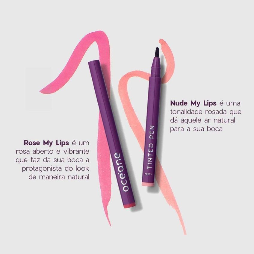 Caneta Batom Purple Tinted Pen Rose My Lips Pigmentação Intensa 8g Oceane - imagem 4