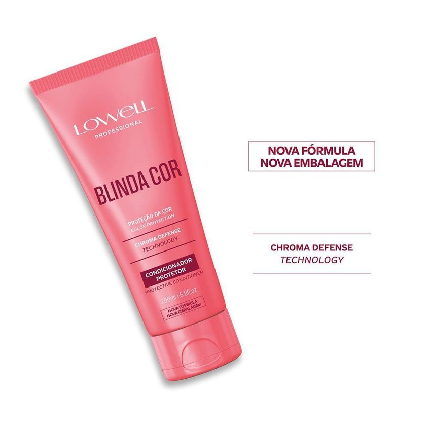 Condicionador Blinda Cor Para Cabelos Coloridos 200ml Lowell - imagem 3