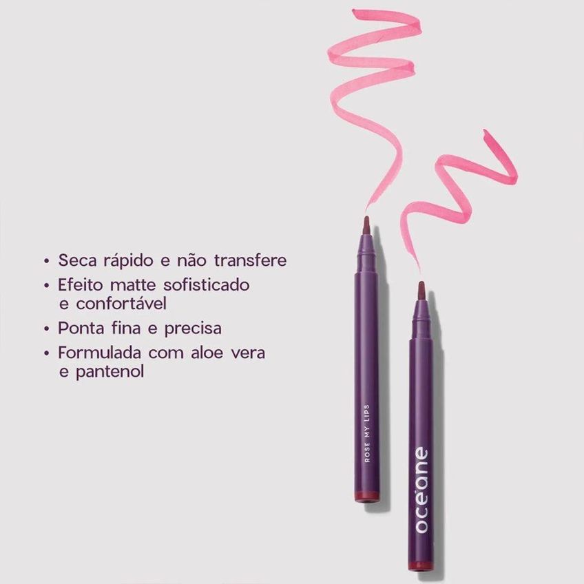 Caneta Batom Purple Tinted Pen Rose My Lips Pigmentação Intensa 8g Oceane - imagem 5