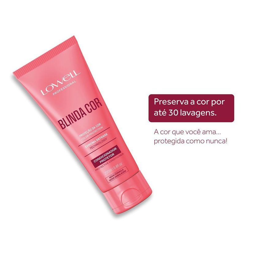 Condicionador Blinda Cor Para Cabelos Coloridos 200ml Lowell - imagem 4