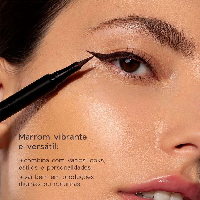 Caneta Delineadora Edition Line My Eyes Alta Pigmentação Ponta Precisa Marrom Oceane - imagem 2