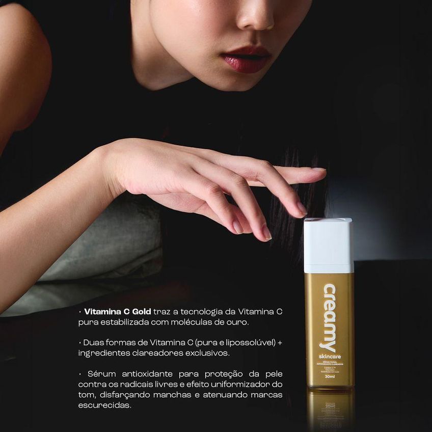 Sérum Antioxidante Vitamina C Gold Pura Com Vitamina C Pura E Ouro 30ml Creamy - imagem 2