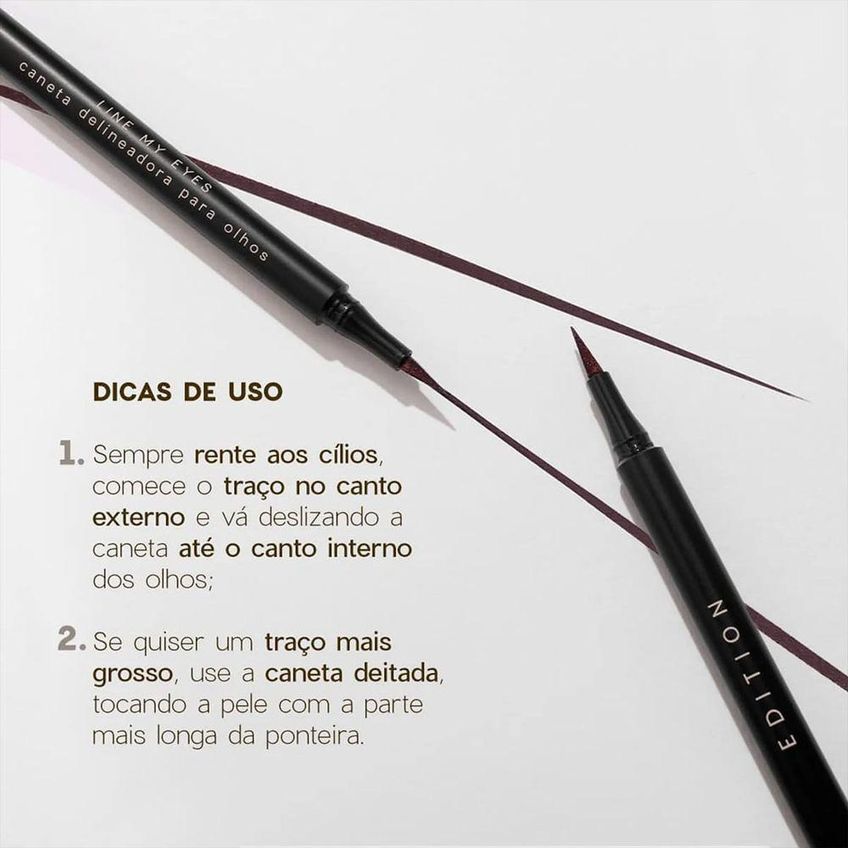 Caneta Delineadora Edition Line My Eyes Alta Pigmentação Ponta Precisa Marrom Oceane - imagem 5