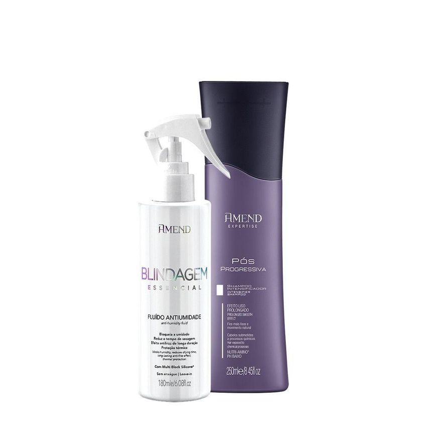 Kit De Tratamento Capilar Pós Progressiva Shampoo E Fluído Antiumidade Multicolorido Amend - imagem 4