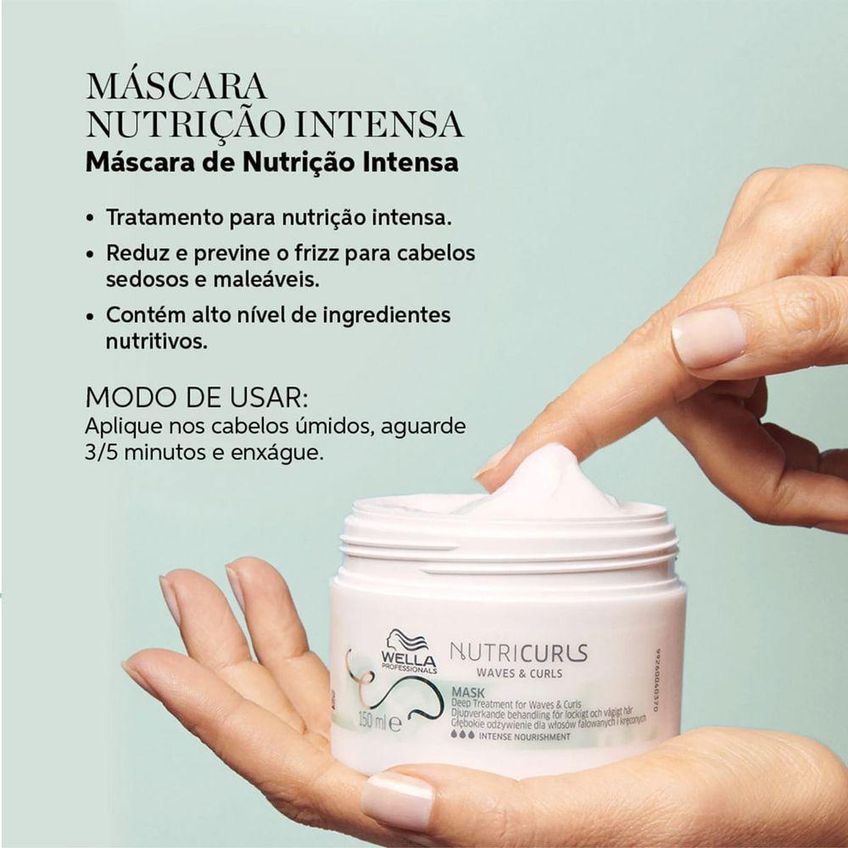 Kit De Tratamento Nutricurls Shampoo 1000ml Máscara 150ml Multicolorido Wella - imagem 4